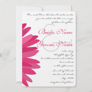 Roze Fuchsia Gerber Daisy Wedding Invitation Kaart