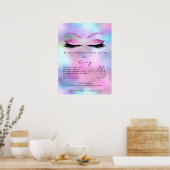 Roze Fuchsia Glitter Makeup Eyes Lashes Price Poster (Keuken)