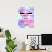 Roze Fuchsia Glitter Makeup Eyes Lashes Price Poster (Thuiskantoor)