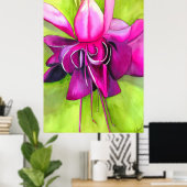 Roze Fuchsia heldere waterverf moderne bloemkunst Poster (Thuiskantoor)
