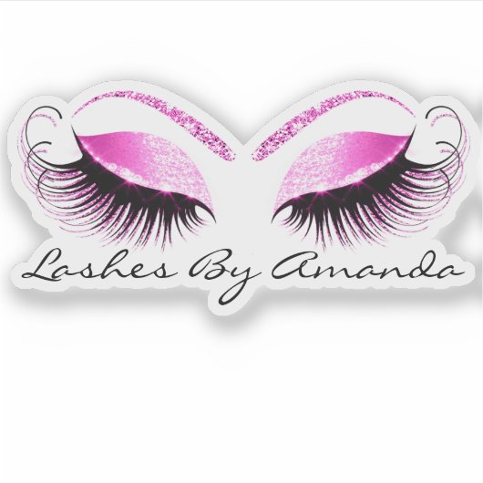 Roze Fuchsia Makeup Artist Lashes Extension Studio Sticker (Voorkant)