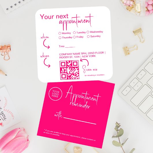 Roze fuchsia Modern Beauty Salon QR-code Afsprakenkaartje
