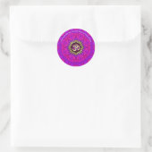 Roze Fuchsia Om Energie Bloem Power Mandala Ronde Sticker (Tas)