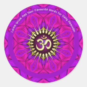 Roze Fuchsia Om Energie Bloem Power Mandala Ronde Sticker