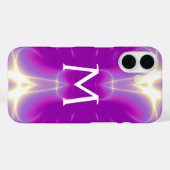 ROZE FUCHSIA PAARSE FRACTALE LICHTGOLVEN MONOGRAM Case-Mate iPhone CASE (Achterkant (horizontaal))