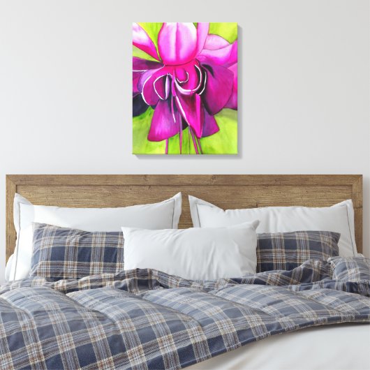 Roze Fuchsia pop art waterverf flower art Canvas Afdruk (Insitu (Slaapkamer))