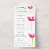 Roze Fuchsia Tulp Waterverf Bruiloft Bloemen All In One Uitnodiging (Binnen)