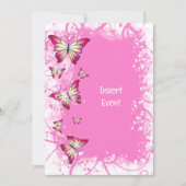 roze fuchsia white waterverf vlinder kaart (Voorkant)