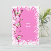 roze fuchsia white waterverf vlinder kaart (Staand voorkant)