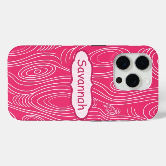 Roze Fuchsia Woodgrain Patroon Gepersonaliseerde i Case-Mate iPhone Case (Achterkant (horizontaal))