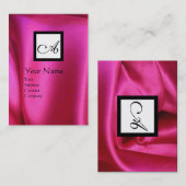ROZE FUCHSIA ZIJDEN DOEK ,SQUARE MONOGRAM VISITEKAARTJE (Voorkant / Achterkant)