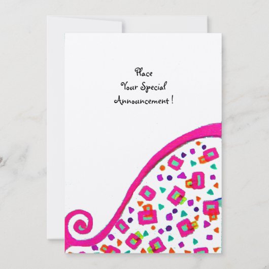 ROZE FUCHSIA ZILVEREN ABSTRACTE DECO VIERKANTE MON KAART (Achterkant)