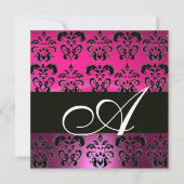 ROZE, FUCHSIA ZWART,PAARS DAMASK WIT MONOGRAM KAART (Voorkant)
