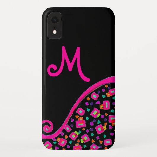 ROZE FUCHSIA ZWARTE ABSTRACTE DECO MONOGRAM Case-Mate iPhone CASE (Achterkant)