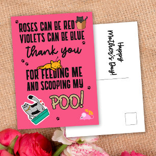 Roze Funny Cute Happy Moederdag uit kat Briefkaart
