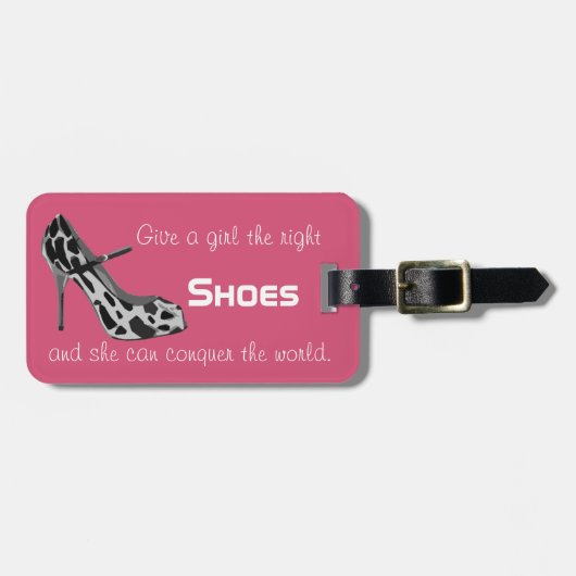 Roze Funny Shoes Quote Bagagelabel (Voorkant horizontaal)