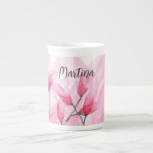 Roze Fusion Watercolor Monogram Porselein Kop