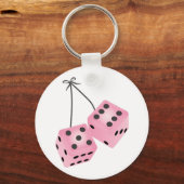 Roze Fuzzy Dice Sleutelhanger (Voorkant)