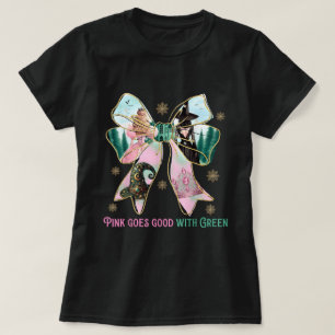 Roze gaat goed met groene Halloween heksenmeisjes T-shirt