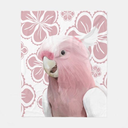 Roze Galah Cockato Fleece Deken (Voorkant)