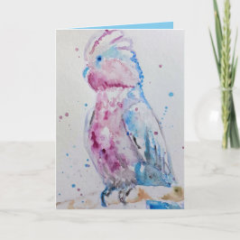Roze Galah Parrot-vogelkaart Waterverf Kaart