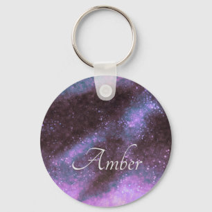 Roze Galaxy Glitter Abstract Persoonlijk Sleutelhanger