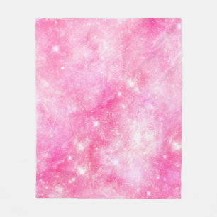 Roze Galaxy Universe Fleece Deken