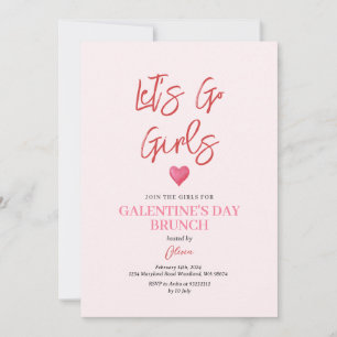 Roze Galentine's Day Feest Brunch Diner Kaart