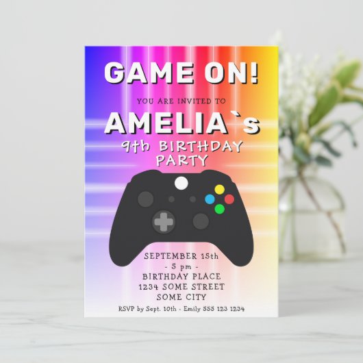 Roze game op video game controller Birthday Kaart (Staand voorkant)