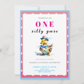 Roze Gans 1e verjaardag Kaart (Voorkant)