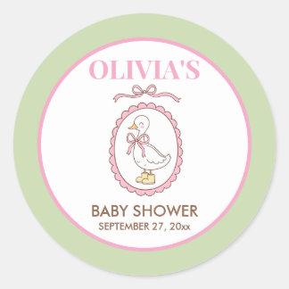 Roze Gans Baby Shower Stickers | Persoonlijk