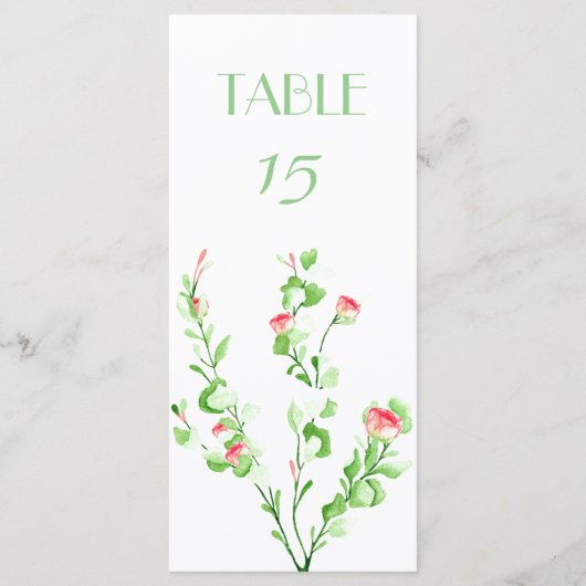 Roze Garden Bouquet Table Number Card Menu (Achterkant)
