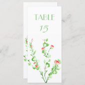 Roze Garden Bouquet Table Number Card Menu (Voorkant / Achterkant)