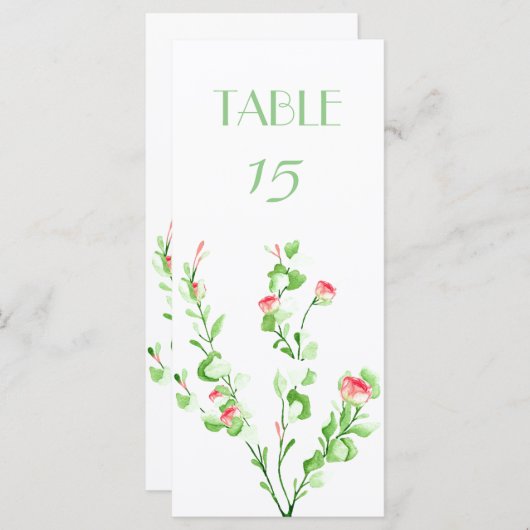 Roze Garden Bouquet Table Number Card Menu (Voorkant / Achterkant)