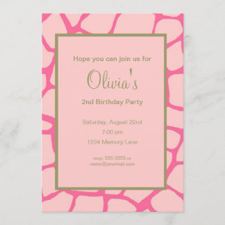 Roze Gariffe Birthday Uitnodiging