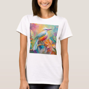 Roze Gebekt Rode Borst Fantasie Vogel T-shirt