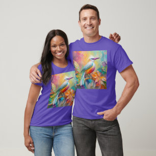 Roze Gebekt Rode Borst Fantasie Vogel T-shirt
