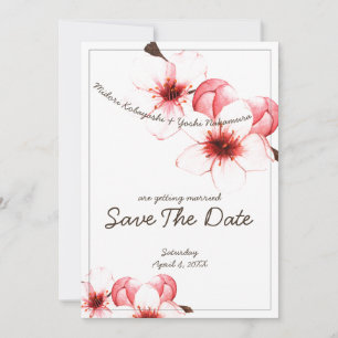Roze gebluste Cherry Blossom Wedding Save the Date