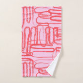 Roze gebogen golvende krabbel abstract modern bad handdoek (Handdoek)