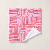 Roze gebogen golvende krabbel abstract modern bad handdoek (Wasdoekje)