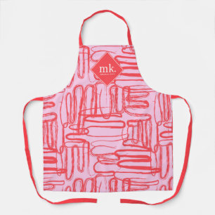 Roze gebogen kronkelige abstracte moderne meisje schort