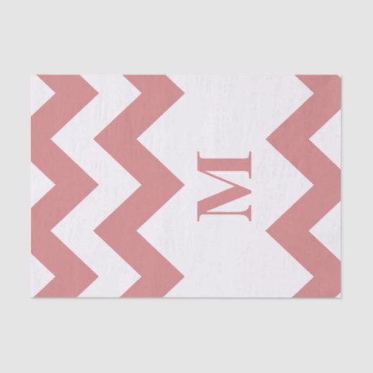 Roze gebold Chevron met monogram Tissuepapier (Voorkant)