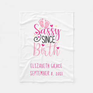 Roze geboorte statistieken Hartjes Sassy sinds geb Fleece Deken