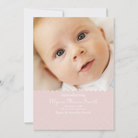 roze geboorteaankondiging aankondiging (Voorkant)