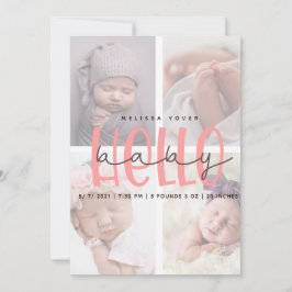 Roze geboorteaankondiging meisje scriptkaart kaart