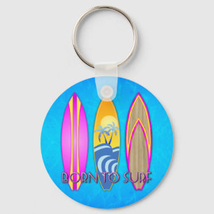 Roze Geboren te surf Sleutelhanger