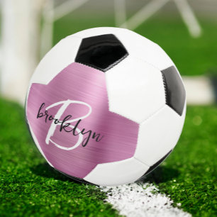 Roze Geborsteld Metaal Zwart Wit Schrift Monogram Voetbal