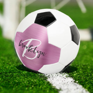 Roze Geborsteld Metaal Zwart Wit Schrift Monogram Voetbal