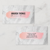 Roze geborsteld | Witte marmer Visitekaartje (Voorkant / Achterkant)