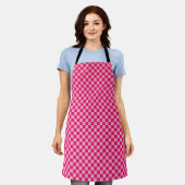 Roze Gecontroleerd Apron Schort (Gedragen)